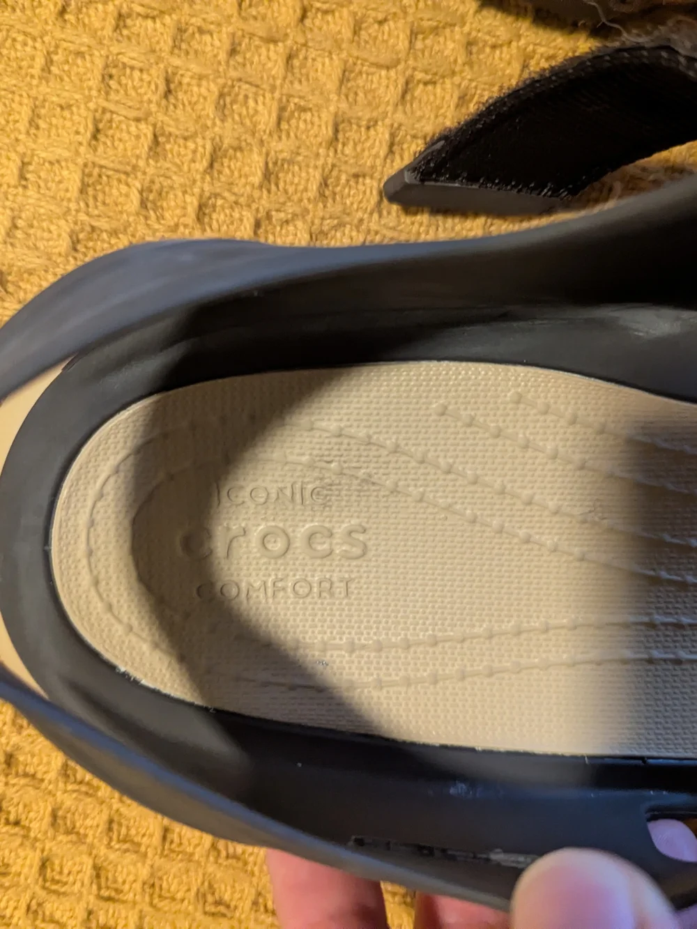 CROCS Strapped Sandals with Tan Footbed, 9